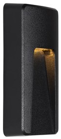 Candeeiro de parede exterior retangular preto com LED IP65 - Gem Moderno
