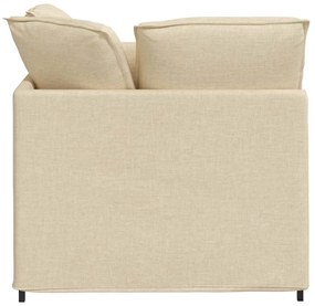 Sofá modular com pufes e almofadas tecido creme