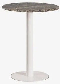 Mesa De Bar Redonda Em Pedra Natural Xiren Ø60 Cm & Mármore Castanho Emperador & Branco Glacial - Sklum