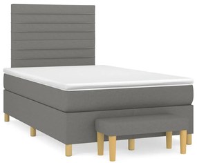 vidaXL Cama boxspring com colchão 120x190 cm tecido cinzento-escuro