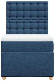 Cama com molas/colchão 90x190 cm tecido azul