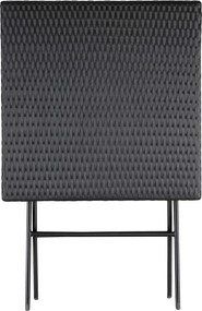 Mesa dobrável Jardim Polyrattan Roma 75x65x65cm Preta