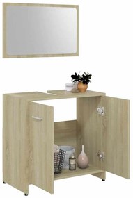 Conjunto móveis casa de banho derivados madeira carvalho sonoma