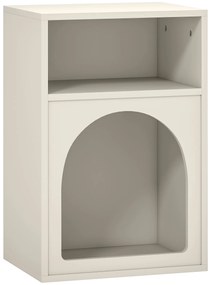 HOMCOM Mesa de Cabeceira Moderna Mesa de Cabeceira Estreita com 2 Compartimentos Abertos Desenho em Forma de Arco 40x30x60 cm Creme | Aosom Portugal