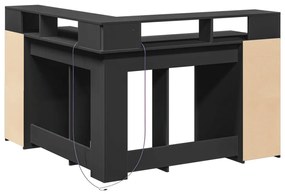 Secretária c/ luzes LED 130x130x91 cm derivados madeira preto