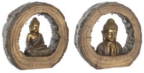 Figura Decorativa Dkd Home Decor Acabamento Envelhecido Dourado Castanho Buda Oriental Magnésio (40 X 13 X 40 cm) (2 Unidades)