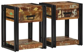 Criados-mudos 2 pcs 40x35x50 cm Madeira Sólida Recuperada