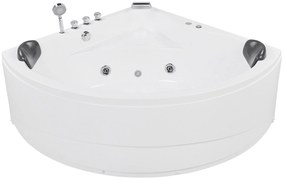 Banheira de hidromassagem de canto em acrílico branco com LED 197 x 140 cm BARACOA Beliani