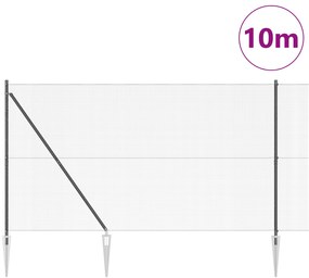 Cerca de Arame Soldado com 7 Postes de Espeto Cinza 1.5x10 m Aço