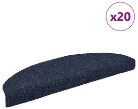 vidaXL Tapetes de escada autoadesivos 20 peças 65x21x4 cm azul semicircular grande