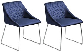 Conjunto de 2 cadeiras em veludo azul escuro ARCATA Beliani