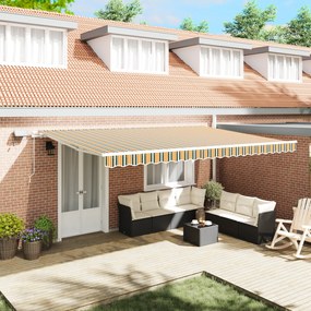 Toldo Retrátil Manual com LED Verde e Amarelo 500x300 cm