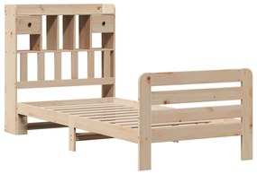 Cama com estante sem colchão 90x190 cm pinho maciço