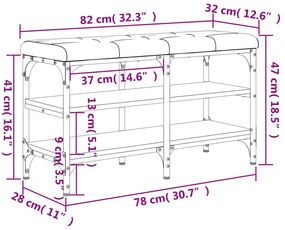 Banco sapateira 82x32x47 cm derivados madeira cinzento sonoma