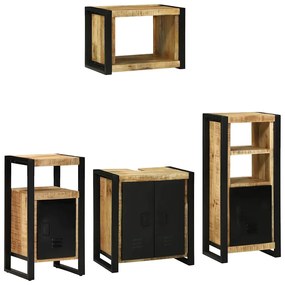 Conjunto de Móveis para Banheiro 4 pcs Madeira de manga maciça