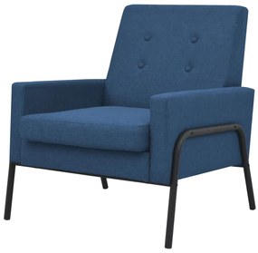 vidaXL Poltrona em aço e tecido azul