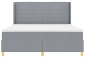Cama com Estrado e Colchão Cinza Claro 180 x 200 cm Tecido