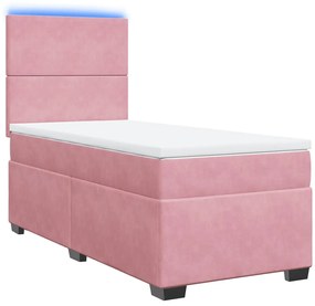 Cama com molas/colchão 90x190 cm veludo rosa