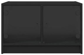 Mesa de centro c/ portas de vidro 68x50x42 cm preto