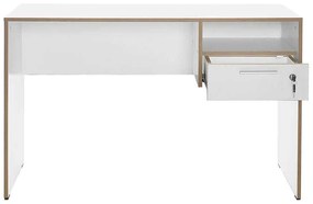 Secretária "Simple" com Gaveta - 120 x 75 x 60 cm - Branco e Carvalho