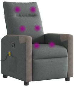 Poltrona de massagens reclinável tecido cinzento-escuro