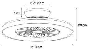 LED Ventilador de teto branco com efeito estrela regulável - Climo Moderno