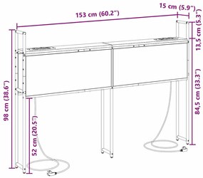 Cabeceira de armazenamento com cabeceira Carvalho fumado 150 cm