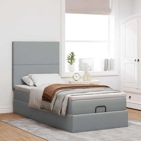 Estrutura cama otomana colchão 90x190 cm tecido cinzento claro