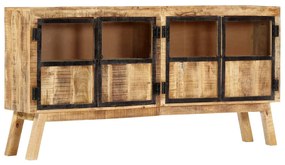 Aparador em mangueira maciça áspera 160x30x80 cm castanho/preto