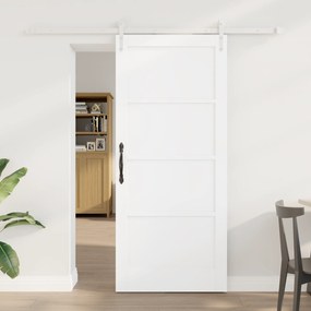 Porta Deslizante vidaXL com Conjunto de Ferragens Brancas 78x202 cm Madeira Maciça de Pinheiro