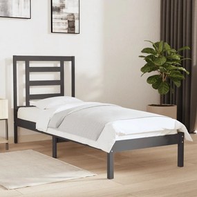 vidaXL Estrutura cama pequena solteiro 75x190 cm madeira maciça cinza