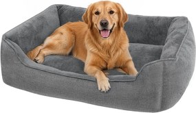 Cama para cães 100 x 75 x 25 cm, almofada para cães com bordas elevadas cinzento