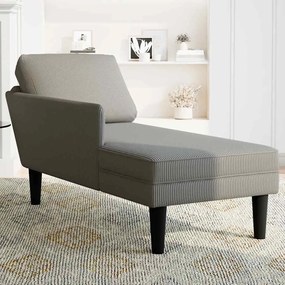 Chaise lounge com almofada tecido corduroy cinzento claro