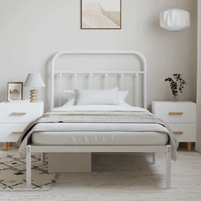 Estrutura de cama com cabeceira 100x200 cm metal branco
