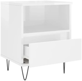Mesa de cabeceira 40x35x50cm derivados madeira branco brilhante