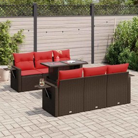 7 pcs conjunto sofás jardim almofadões vime PE/acácia cinzento
