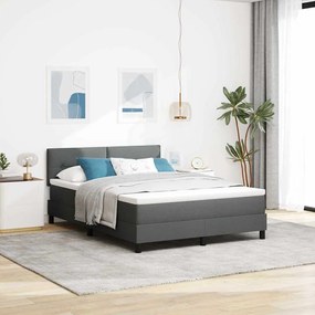 vidaXL Cama Box com colchão Cinza Escuro 140 x 190 cm tecido