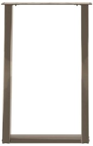 Pés para mesa de jantar em formato de U, 2 peças, aço natural, 60x(72-