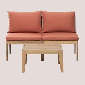 Conjunto De Jardim Com Sofá Modular De 2 Peças E Mesa De Centro Em Madeira De Acácia Filips Terracota - Sklum