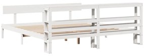 Cama sem colchão 200x200 cm madeira de pinho maciça branco