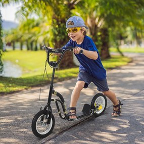 Trotinete infantil, rodas pneumáticas grandes de 12 polegadas em borracha, capacidade de carga de 100 kg, trotinete todo-o-terreno com travões duplos,