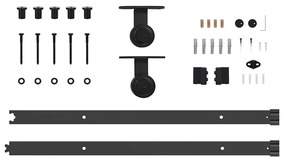 Kit de ferragens para porta deslizante 152,5 cm aço preto