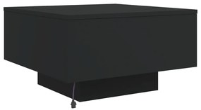 Mesa de centro com luzes LED 55x55x31 cm preto