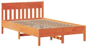 Cama sem colchão 135x190 cm madeira pinho maciça castanho-mel