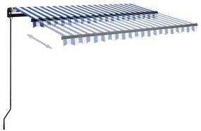Toldo retrátil manual com LED 3,5x2,5 m azul e branco