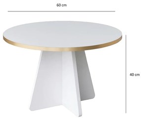Mesa de Centro Mushroom – Dourado e Branco – 60 cm x 40 cm x 60 cm