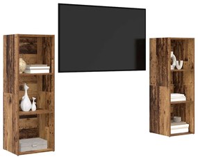 Conjunto de móvel de TV 2 pcs Madeira Antiga 107 x 35 x 37 cm