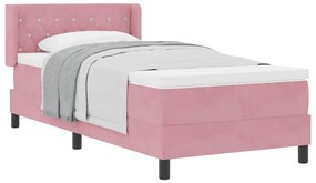 Camas Box Spring vidaXL com Colchão Rosa 90x200 cm Veludo