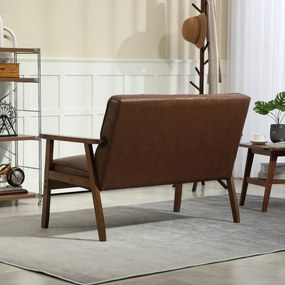 Sofá de 2 Lugares "Vintage Chester" - Couro PU - 115x70x81 cm - Castan