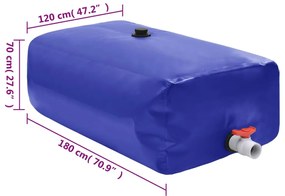 Depósito de água dobrável com torneira 1500 L PVC